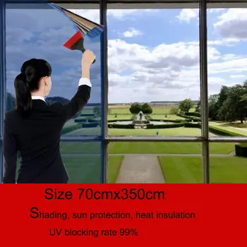 0.7x3.5m Zrkadlo kúrenie reflexné sklo film anti uv Strieborná farba solárne znečistený okno programu Home office raamfolie solárne fólie