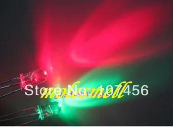 1000pcs 5mm Dual Bi-Farba Červená/Zelená Svetlé 3-Pin Led Spoločná Anóda Led Lampa
