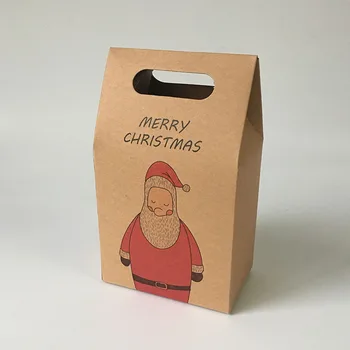10pcs/veľa Vianočné Cartoon Candy Boxy Kraft Papier Merry Christmas Party Cookies Box Vianočné Závesné Darčekovej krabičke Obrázok 2
