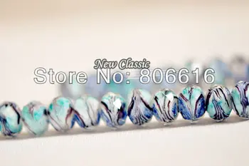 12*9 MM 40Pcs Modrá Zelená Páva Pierko Rondelle Crystal Glazúra Sklenené Korálky Príslušenstvo Zistenia