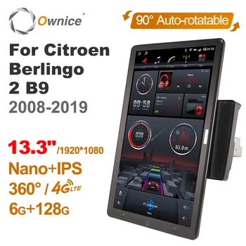 13.3 Palce Ownice 1Din Android 10.0 autorádia 360 Panorama na Citroen Berlingo 2 B9 2008-2019 Auto Audio SPDIF 4G LTE ŽIADNE DVD