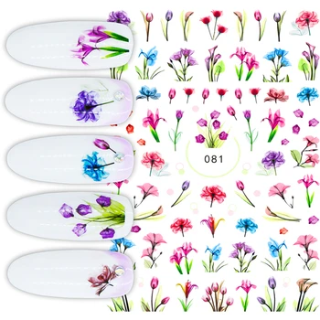 1pc Jar 3D Flower Nail Art Nálepky, Lepiace Jazdcov Farebné DIY Zelené Listy Nechtov Prenos Obtlačky Fólie Zábaly Dekorácie