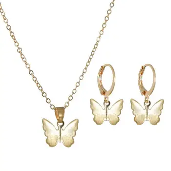 1pc Motýľ Náhrdelník & Náušnice Nastaviť Zliatiny Motýľ Dekor Reťazca Náhrdelník s Príveskom, Náušnice, Šperky, Doplnky Pre Ženy
