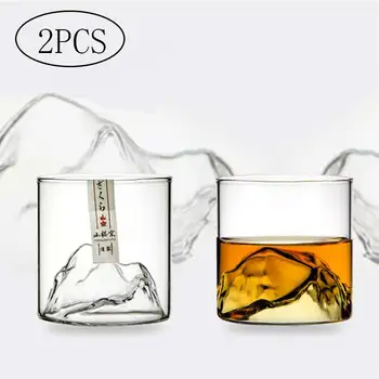 2 ks Japonský Whiskty Sklo Tvorivé Mountain Design Tepelne-odolné Sklo Pohár Brandy, Vodka poháre na Víno Domov Bar Drinkware 200 ml