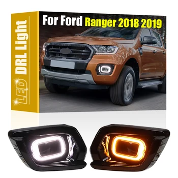 2 ks Predné Hmlové Svietidlo Kryt Rámu Montáž S LED DRL Denné Beží Svetlo Zase Signál Pre Ford Ranger 2018 2019