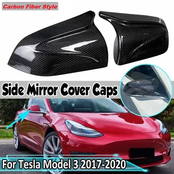 2 ks Uhlíkových Vlákien Štýl Auto Bočné Spätné Zrkadlo Pokrytie Priama Náhrada Spp pre Tesla Model 3 2017-2020