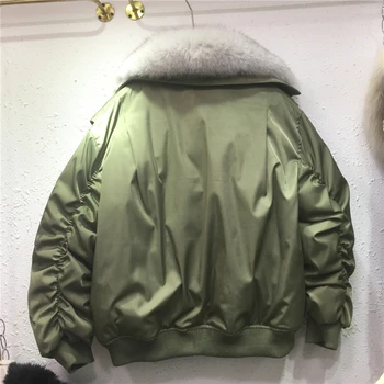 2021 zimné nové hrúbkou tepelnej army zelená vetrovka pre ženy veľký reálny fox kožušiny golier bavlna kabát žena voľné skladaný módna bunda Obrázok 2