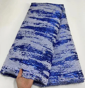 2022 Kráľovská Modrá Afriky Žakárové Brocade Čipky Textílie Pre Večerné francúzsky Swiss Voile Čipky Textílie Pre Nigéria Party Šaty KHD22224