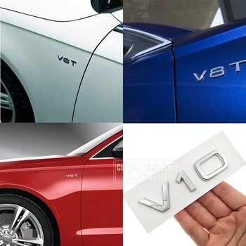 2x List Číslo Znak V6T V8T V10 Auto Styling Blatník Bočnom Zadnom Kufri Odznak s Logom Nálepka Pre Audi A4L A5 A6L A7 A8L TT RS7 SQ5 Obrázok 2