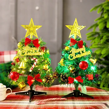 30 cm Mini Vianočný Stromček s Osvetlením pracovnej Plochy Vianočné Dekorácie pre Domov Dekor Office Vianočný Stromček Diy strany