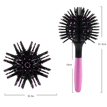3D Okrúhle Kefy na Vlasy Hrebeňom Salon tvoria 360 Stupeň Loptu Styling Nástroje Mágie Detangling Hairbrush Tepelne Odolné Vlasy Hrebeňa Obrázok 2