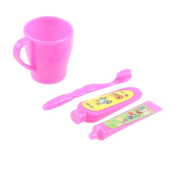 4Pcs/Set Bábika Kefka Miniatúry zubná pasta Tube Cup Kúpeľňa Dekorácie, Doplnky pre Bábiky domček pre bábiky Mini Kit Pre Dievčatá