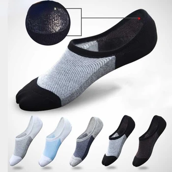 5Pairs/Veľa pánske Ponožky Letné Tenké Členok Bavlna Priedušná Solid Black White Pružnosť Neviditeľný Muž pre Obchodné Bežné Ponožky
