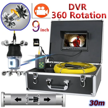 9 palcový DVR Rekordér Potrubia Kontrola Video Kamera podporu IP68 38 Led 360 Stupňové Otáčanie Kamery 30 M