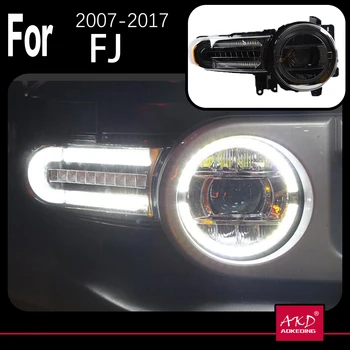 AKD Model Auta, čelová Lampa pre Toyota FJ Cruiser Svetlomety 2007-2014 FJ150 LED Reflektor Projektor Objektív DRL Auto Príslušenstvo