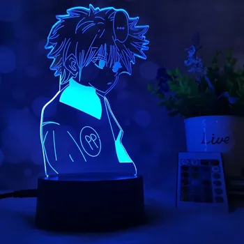 Anime Hunter Hisoka LED Nočné Svetlo 3D Farebný Dotykový Snímač Diaľkové Ovládanie, Nočné Lampy, Spálňa, Izba Dekor Detí Darček Obrázok 2