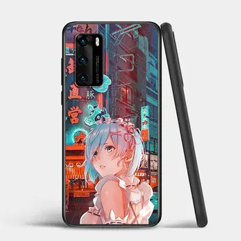 Anime roztomilý REM Pre Huawei Mate 10 20 X 5G 30 40 RS Lite P Smart Pro Plus 2018 2019 2020 2021 Z S Black Telefón Prípade Obrázok 2