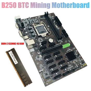B250 BTC Ťažba Doska s DDR4 4GB 2133Mhz RAM LGA 1151 12XGraphics Kartu DDR4 USB3.0 SATA3.0 pre BTC Baník