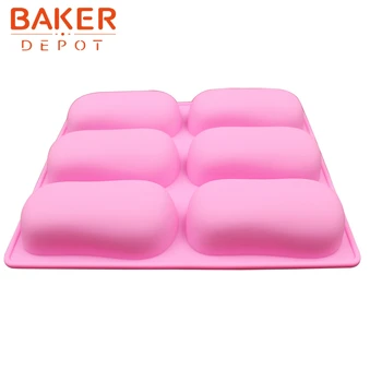 BAKER DEPA Silikónové Formy na Tortu pečivo Pečenie oválne mydlo, Takže Nástroj ľadu, pečenie chleba forma 6 otvor ručne vyrábané mydlo plesne Obrázok 2