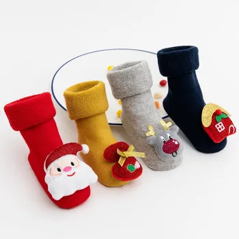 Batole Detské Ponožky 0-3y Zimné Deti Pribrala Teplá Ponožka Vianočný Večierok Chlapci Dievčatá Non-slip Ponožky' Novorodencov Dojčenské Nové Oblečenie