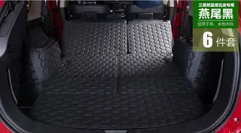 Black 6 Ks Nákladu Líniové Kufri Mat Pre 5 Miest Mitsubishi Outlander 2016 Koberec Interiéru Podlahové Rohože Kožený Pásik Auto-Styling