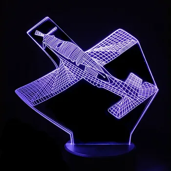 Bojové Lietadlo 3D LED Nočné Svetlo USB LED 7 Farieb 3D Optické Ilúzie, stolná Lampa s Dotykom Prepnúť Spálňa Decor Darček