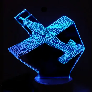 Bojové Lietadlo 3D LED Nočné Svetlo USB LED 7 Farieb 3D Optické Ilúzie, stolná Lampa s Dotykom Prepnúť Spálňa Decor Darček Obrázok 2