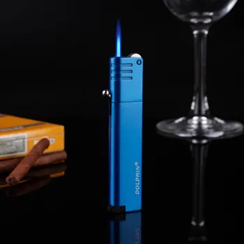 Brúsne Koliesko Vetru Nafukovacie Jet Modrý Plameň Ľahšie Kovové Slim Bar Zapaľovače Cigaru Rúry Cigariet Mužov Fajčenie Gadget Obrázok 2
