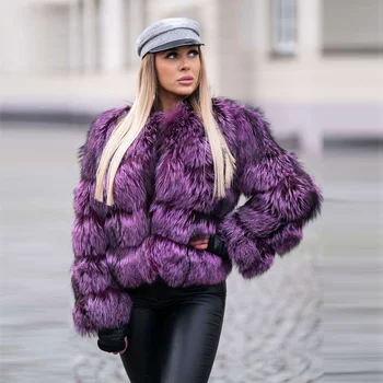 Bunda Ženy, Skutočné Silver Fox Kabát Zimné Móda Bežné Teplé Outwear Kožušinový Kabát Vysokej Kvality