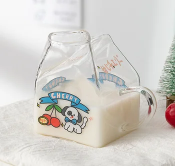 Cherry Japonské Námestie Mlieko Obal Pohár Borosilikátového Skla Tvorivé Mlieko Pohár Raňajky Pohár Mikrovlnná Rúra Fľaša Na Vodu