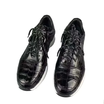 fanzunxing nové mužov obuv pre voľný čas male krokodílej kože topánky čierne gumové dna