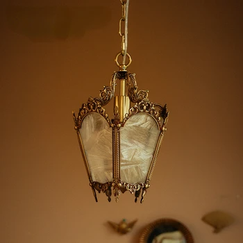Francúzsky Štýl Retro Stropné Svetlo Uprostred Starobylého Sklo Lampa Obývacej Izby, Spálne, Chodby, Reštaurácia Dekoratívne Lampy Európskej Obrázok 2