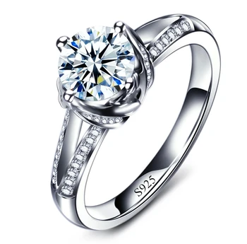 Hainon 1.5 Carat AAA zirkón Snubné prstene pre dámu, Strieborná Farba Šperky krúžok Elegantné ročníka Zapojenie Prst Prstene Pre Ženy