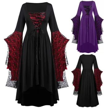 Halloween Cosplay Kostým Gothic, Vintage Šaty Ghost Tekvica Tlačené Šaty Stredoveké Ghost Nevesta Upír Oblečenie Žien Vestido