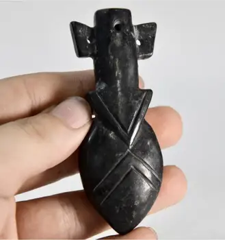 Hongshan kultúry archaize čierny železný meteorit ancient arrow hlavu malé socha Obrázok 2