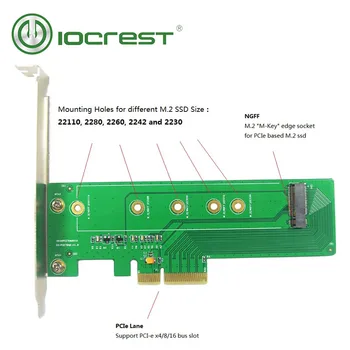 IOCREST M. 2 ngff M kľúč NVMe PCI-e 3.0 x4 adaptéra pci express adaptér pre 22110 2280 2260 2242 2230 ssd duálne napätie napájania Obrázok 2