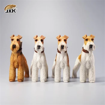 JXK 1/6 FoxTerriers Model Cute Pet Dog Zvierat Obrázok Zberateľ Dekorácie, Ručne vyrábané Hračky Ozdoby pre Deti Dospelí Deti Darček