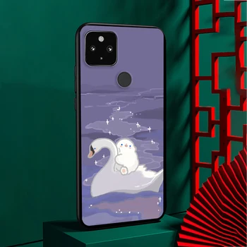Karikatúra Roztomilý Ovce Kawaii Shockproof Kryt pre Google Pixel 6 Pro 5 4 4A XL 5G Black Telefón Prípade Soft Shell Fundas Coque Capa Obrázok 2