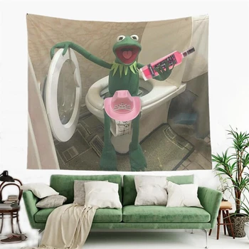 Kermit Strany S Ružovými Whitney Stene Visí Gobelín Vtipné Karikatúry Gobelín pre Spálne, Obývacia Izba Dekor Pozadie Obrázok 2