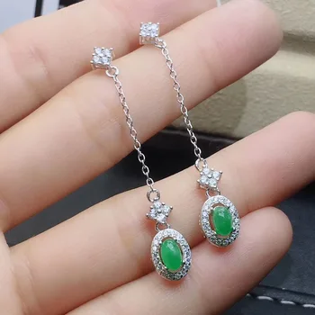 KJJEAXCMY jemné šperky 925 sterling silver vykladané Prírodné Emerald módne dámske náušnice podpora detekcie populárne Obrázok 2