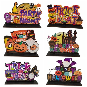 Kreatívne Halloween Drevené Remeselné Dekorácie, Drevené UV Tlač Halloween Desktop Ozdoby Nastaviť Šťastný Helloween Party Decor
