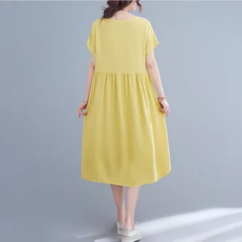 krátky rukáv vintage šaty pre ženy príležitostné voľné žena letné šaty elegantné oblečenie 2021 sundress Obrázok 2