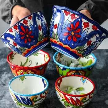 LingAo Ručne maľované tvorivé riad keramické ryža, rezance misy veľkoobchod Obrázok 2