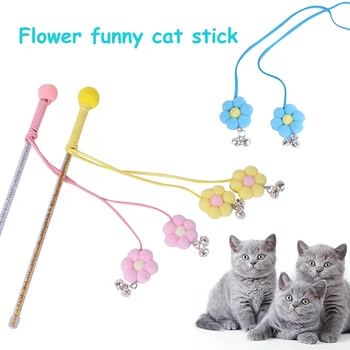Mačka Cartoon Plyšové Bell Vtipné Mačku Stick Sun Flower Zrno Klíči Zvieratko, Interaktívne Vokálne Hračka Pre Mačky, Pet Príslušenstvo Mačiatko Hračky
