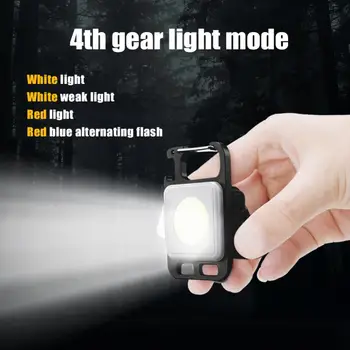Mini Keychain LED Svetlo Multifunkčná Baterka USB Nabíjateľné Práce Lampa Vodotesný, Prenosný Floodlight Núdzové Svietidlo Obrázok 2