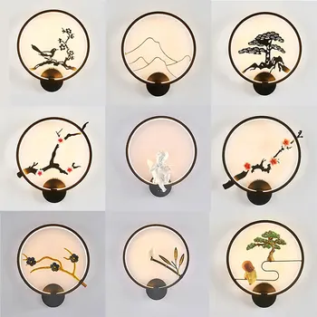 Nordic Retro Umenie Sconce LED Nástenné Svietidlo Kreatívne Kvetinové Štýl Čierne Biele Nástenné svietidlo Pre Reštaurácia, Čajovňa Interiér Domova