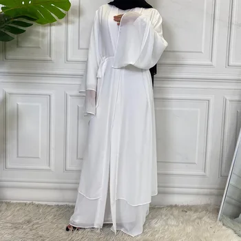 Nové Farbou Arabskom Dubaji Módne Moslimských Cardigan Šifón Šaty Módne Kimono Župan Femme Musulmane Turecký Tunika Otvoriť Abaya Obrázok 2