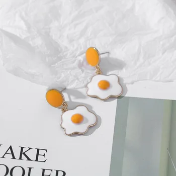 Nové Moduly Roztomilý Poached Egg Náušnice Nezvyčajné Kvapka Oleja Žlté Vajce Náušnice Pre Ženy, Dievčatá Módne Šperky Darček Obrázok 2