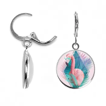 Nové Módne Flamingo Náušnice Vtákov Láska Maľovanie Na Sklo Ucho Stud Ručné Remeselné Francúzsky Háčik Náušnice Šperky Pre Ženy, Dievčatá Darček