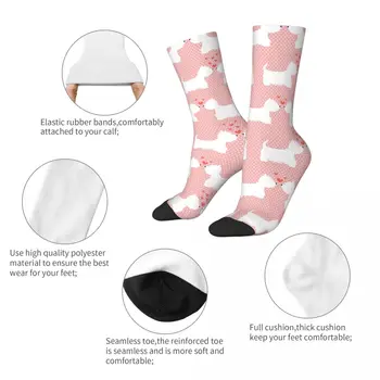 Nový Muž Mužov Ponožky Hip Hop Ružová Westie West Highland Teriér Ponožka Polyester Psa Grafické Žien Ponožka Jar Leto Jeseň Zima Obrázok 2
